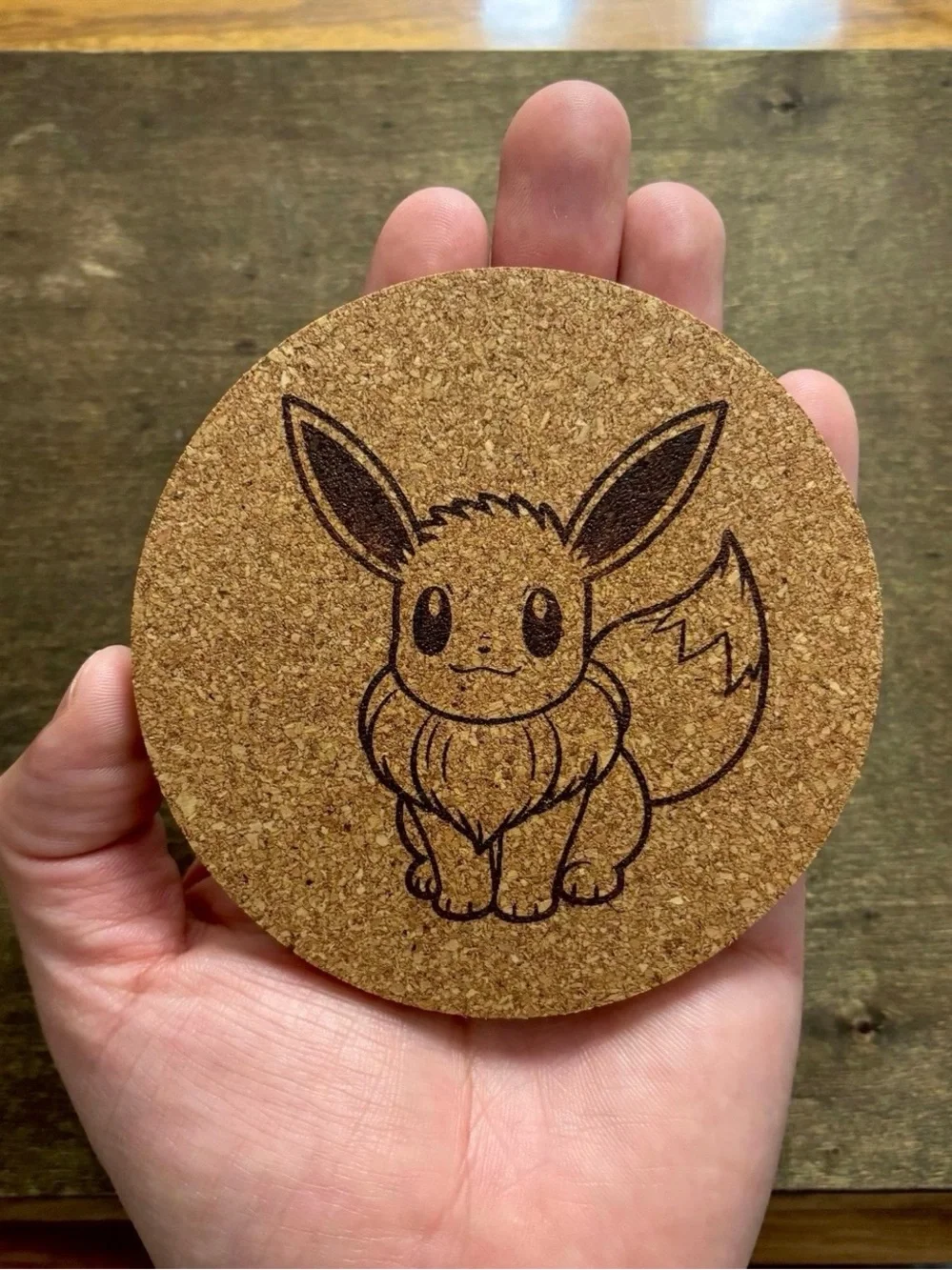 Pokemon Eevee Laser Engraved Cork Coaster
